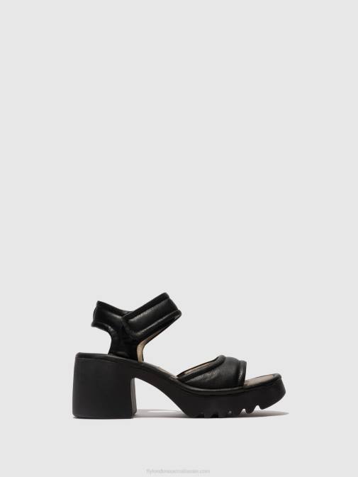 BLACK XX0D401 Velcro Sandals MANK433 Fly London Women