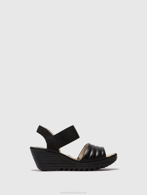 BLACK XX0D432 Sling-Back Sandals YIKO414 Fly London Women