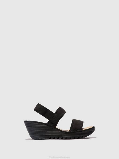 BLACK XX0D437 Sling-Back Sandals YACO416 Fly London Women
