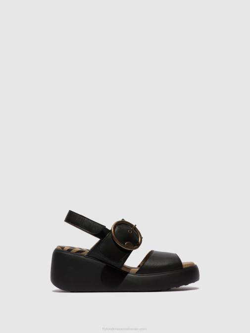 BLACK XX0D464 Sling-Back Sandals DIGO939 Fly London Women