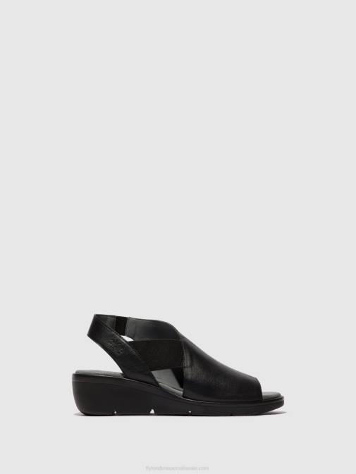 BLACK XX0D482 Elasticated Sandals NILY940 Fly London Women