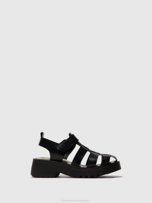 BLACK XX0D537 Strappy Sandals MAIE850 Fly London Women