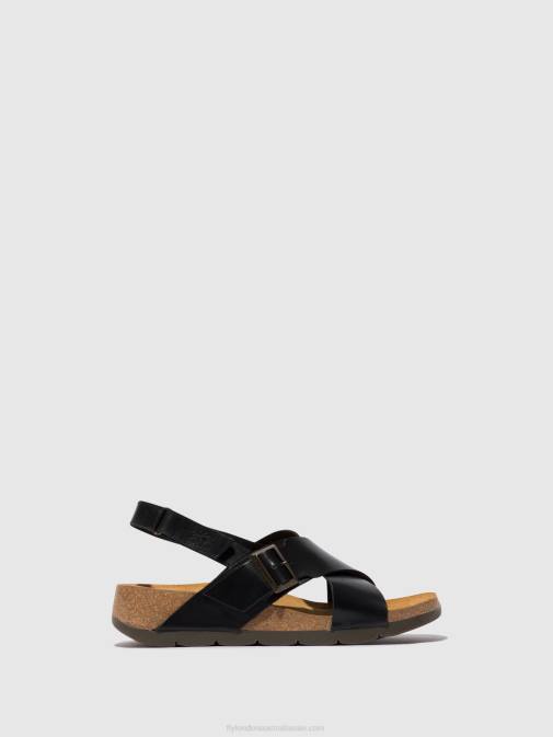 BLACK XX0D588 Crossover Sandals CHLO852 Fly London Women