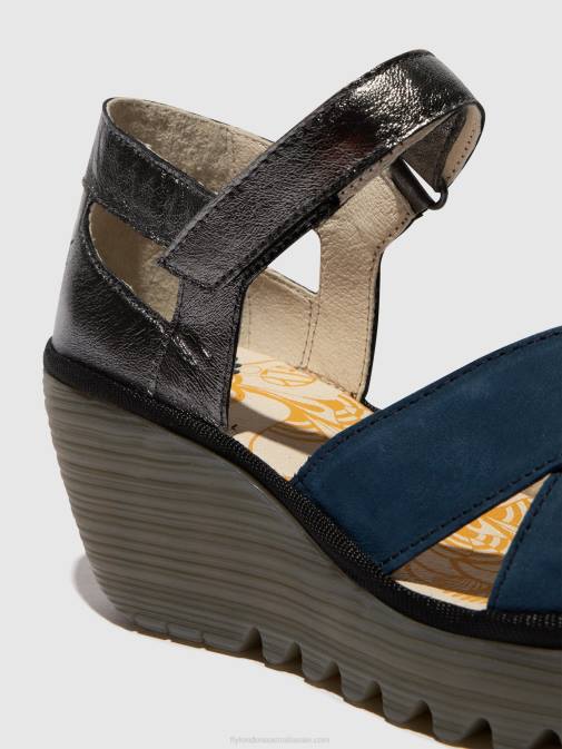 BLUE/GRAPHITE XX0D508 Ankle Strap Sandals YENT365 Fly London Women