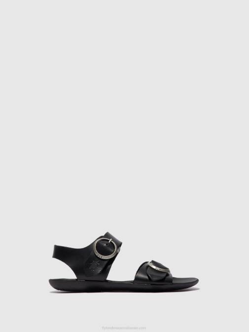 BRIDLE BLACK XX0D608 Buckle Sandals MASA757 Fly London Women