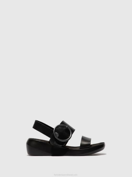 BRIDLE BLACK XX0D611 Buckle Sandals BANI739 Fly London Women