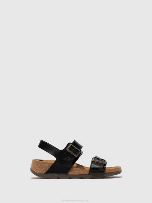 BRIDLE BLACK XX0D612 Buckle Sandals CEKE722 Fly London Women