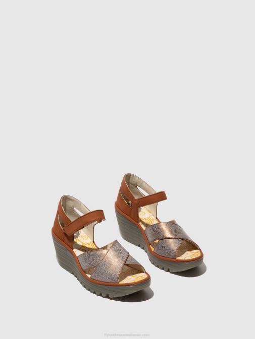 BRONZE/TAN XX0D567 Ankle Strap Sandals YENT365 Fly London Women