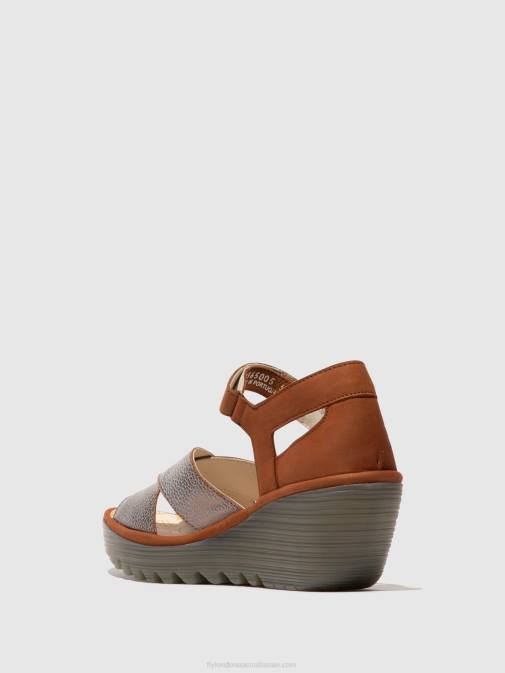 BRONZE/TAN XX0D567 Ankle Strap Sandals YENT365 Fly London Women