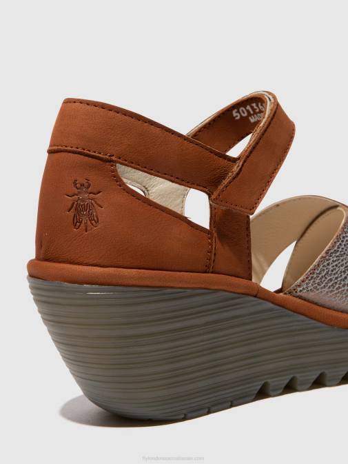 BRONZE/TAN XX0D567 Ankle Strap Sandals YENT365 Fly London Women