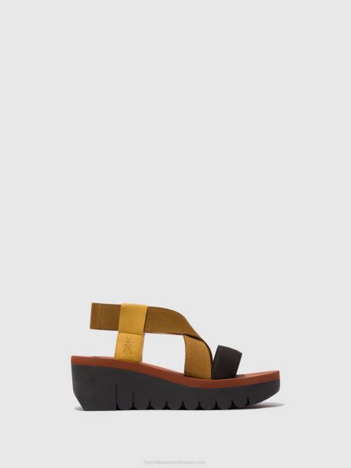 BUMBLEBEE/CAMEL/BLACK XX0D446 Sling-Back Sandals YABI922 Fly London Women