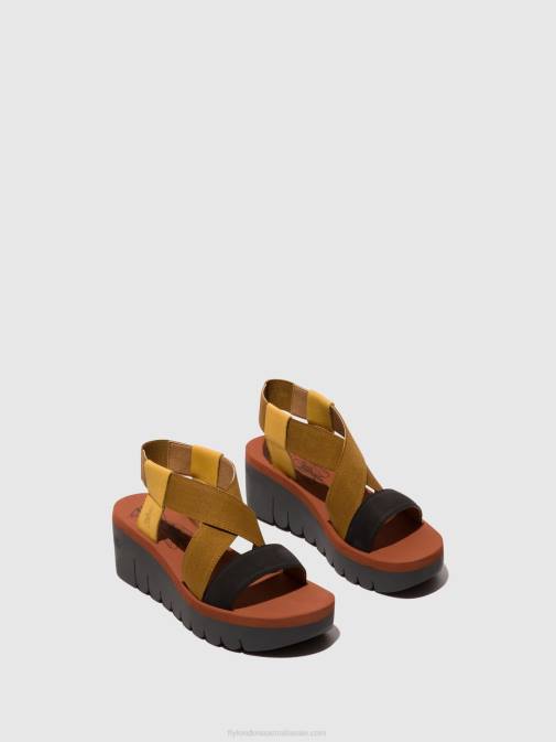 BUMBLEBEE/CAMEL/BLACK XX0D446 Sling-Back Sandals YABI922 Fly London Women