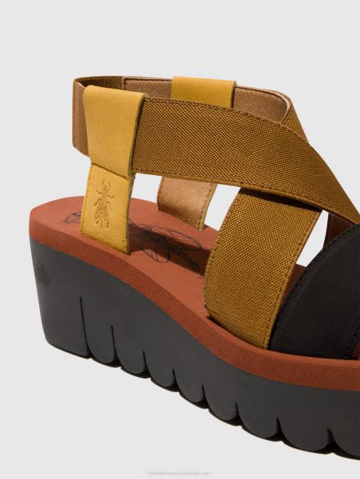 BUMBLEBEE/CAMEL/BLACK XX0D446 Sling-Back Sandals YABI922 Fly London Women