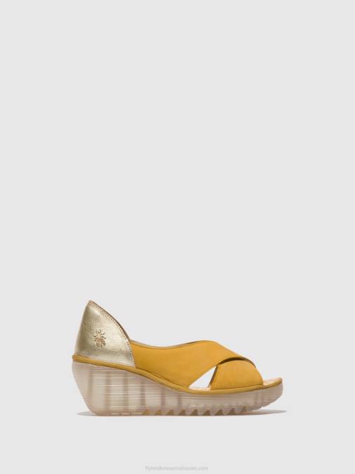 BUMBLEBEE/GOLD XX0D490 Crossover Sandals YOMA307 Fly London Women