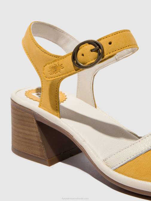 BUMBLEBEE/OFFWHITE XX0D568 Ankle Strap Sandals LEAR374 Fly London Women