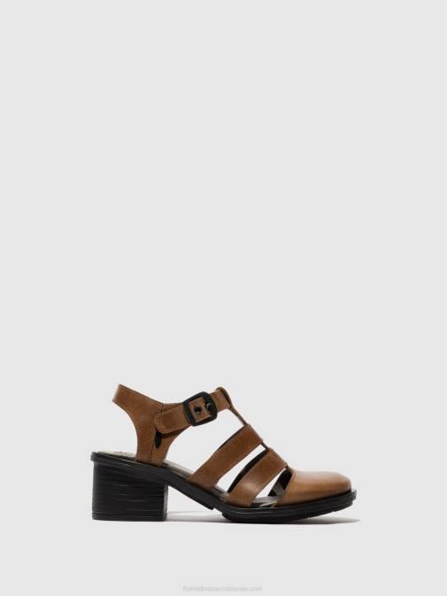 CAMEL XX0D421 T-Strap Sandals CAHY195 Fly London Women