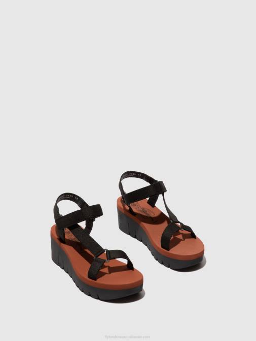 CUPIDO BLACK (BRICK) XX0D609 Velcro Sandals YEFA726 Fly London Women