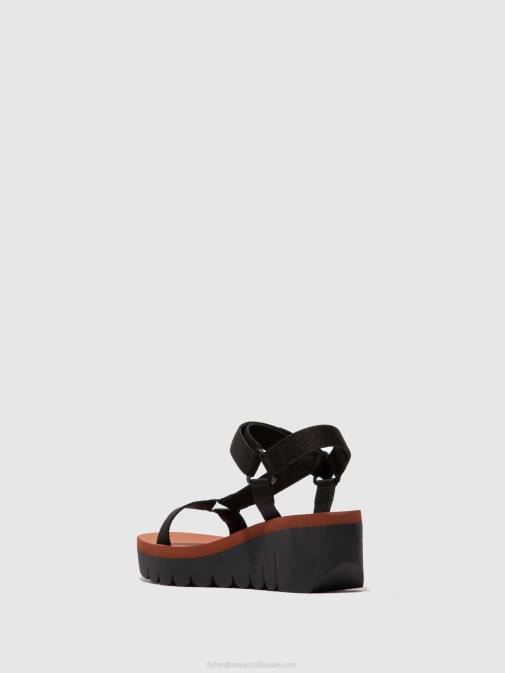 CUPIDO BLACK (BRICK) XX0D609 Velcro Sandals YEFA726 Fly London Women