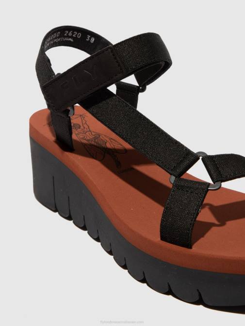 CUPIDO BLACK (BRICK) XX0D609 Velcro Sandals YEFA726 Fly London Women