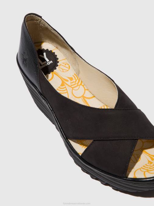 CUPIDO/MOUSSE BLACK XX0D597 Open Toe Sandals YOMA307 Fly London Women