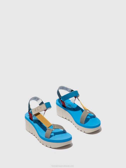 CUPIDO MULTI (AZURE) XX0D598 Velcro Sandals YEFA726 Fly London Women