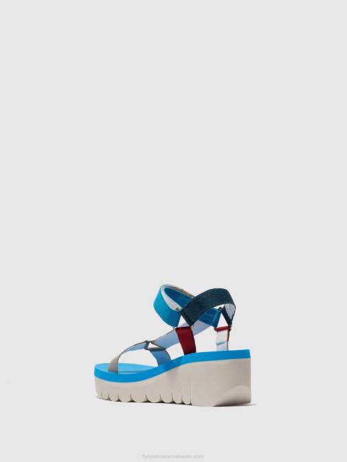 CUPIDO MULTI (AZURE) XX0D598 Velcro Sandals YEFA726 Fly London Women