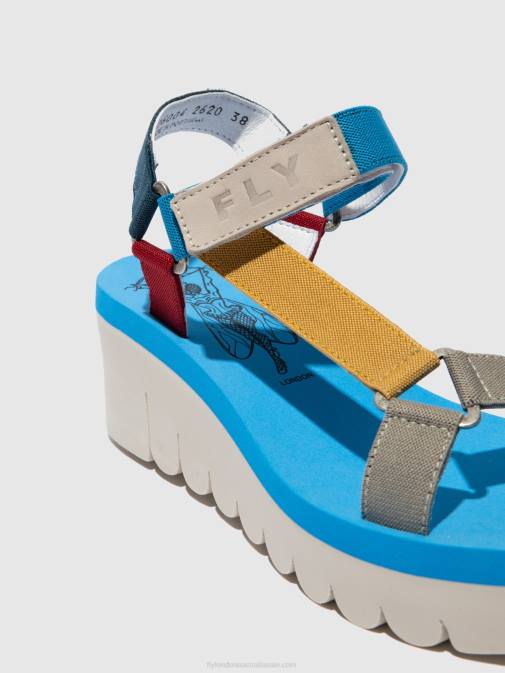 CUPIDO MULTI (AZURE) XX0D598 Velcro Sandals YEFA726 Fly London Women