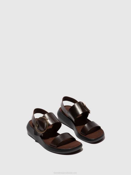 DARK BROWN XX0D468 Sling-Back Sandals BANI739 Fly London Women