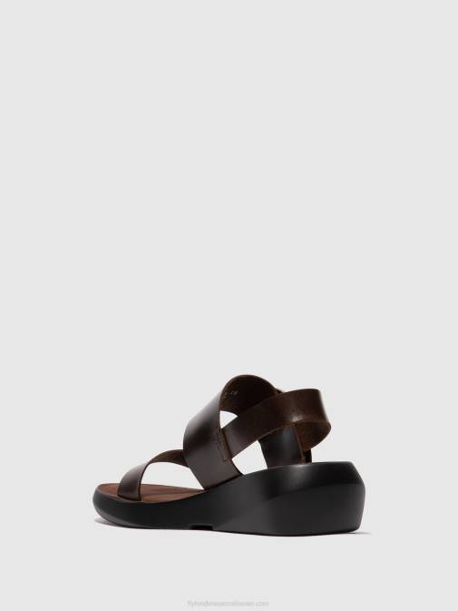 DARK BROWN XX0D468 Sling-Back Sandals BANI739 Fly London Women