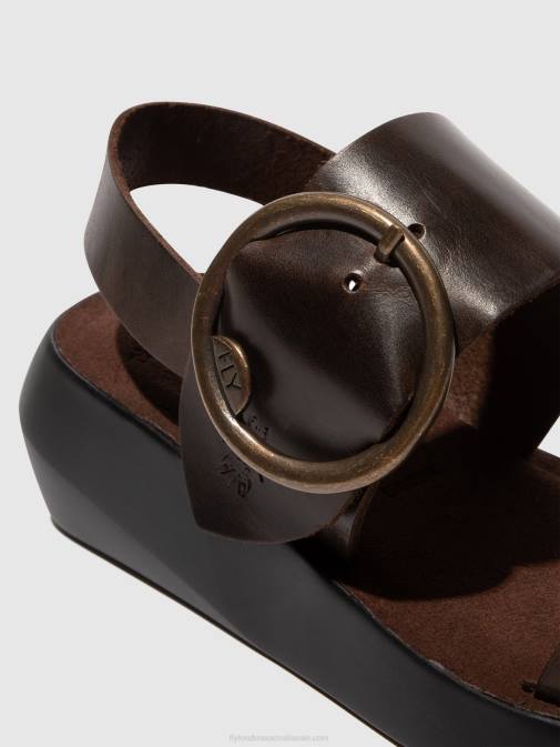 DARK BROWN XX0D468 Sling-Back Sandals BANI739 Fly London Women