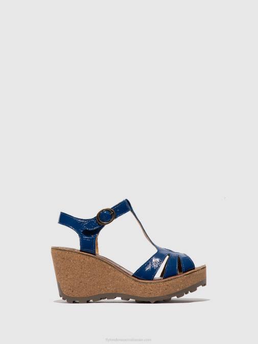 GOLD BLUE XX0D522 T-Strap Sandals Fly London Women