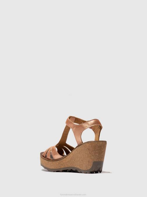 GOLD BLUSH GOLD XX0D523 T-Strap Sandals Fly London Women