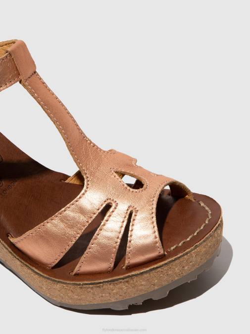 GOLD BLUSH GOLD XX0D523 T-Strap Sandals Fly London Women