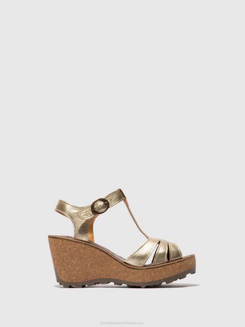 GOLD XX0D524 T-Strap Sandals Fly London Women
