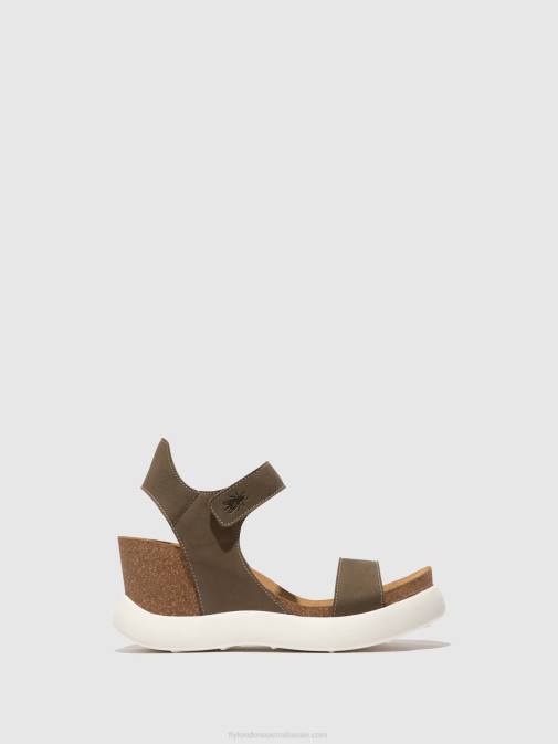 KHAKI XX0D398 Velcro Sandals GOGO967 Fly London Women