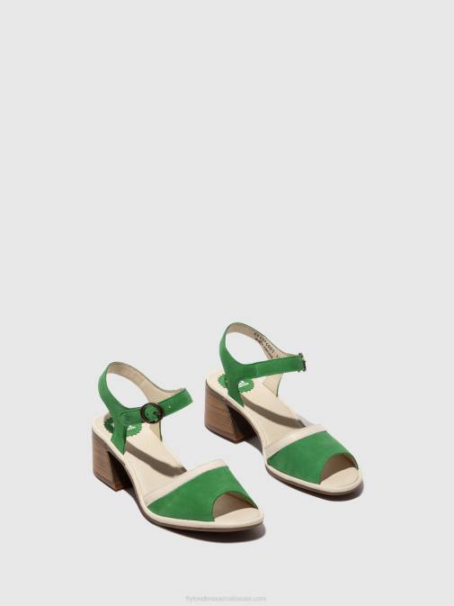 LIGHT GREEN/OFFWHITE XX0D569 Ankle Strap Sandals LEAR374 Fly London Women