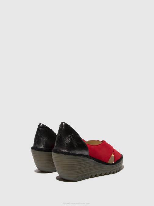 LIPSTICK RED/GRAPHITE XX0D483 Crossover Sandals YOMA307 Fly London Women