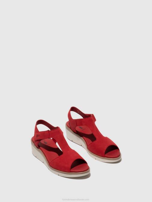 LIPSTICK RED XX0D403 T-Strap Sandals NOVA932 Fly London Women