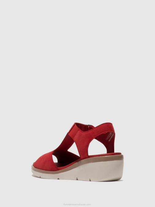 LIPSTICK RED XX0D403 T-Strap Sandals NOVA932 Fly London Women