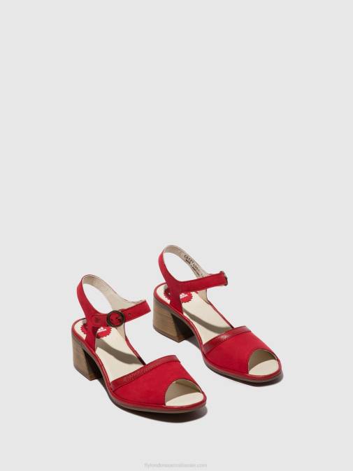 LIPSTICK RED XX0D570 Ankle Strap Sandals LEAR374 Fly London Women