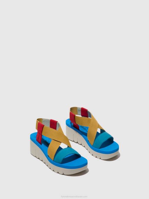 LIPSTICK RED/YELLOW/AZURRE XX0D448 Sling-Back Sandals YABI922 Fly London Women