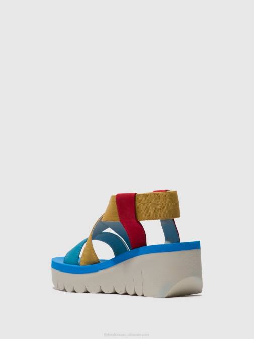 LIPSTICK RED/YELLOW/AZURRE XX0D448 Sling-Back Sandals YABI922 Fly London Women