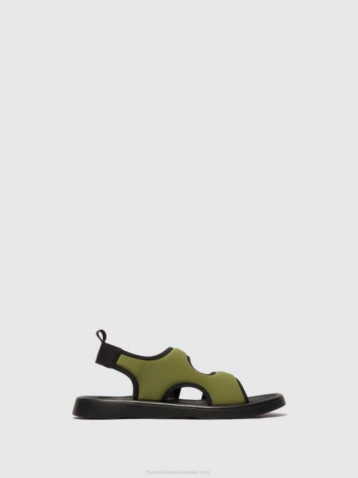 OLIVE/BLACK XX0D451 Sling-Back Sandals TREQ930 Fly London Women