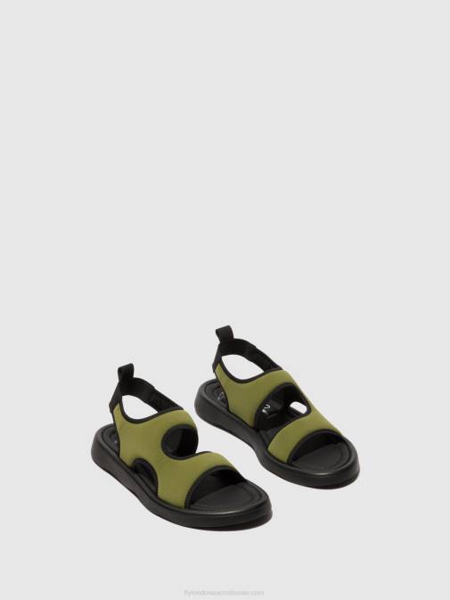 OLIVE/BLACK XX0D451 Sling-Back Sandals TREQ930 Fly London Women