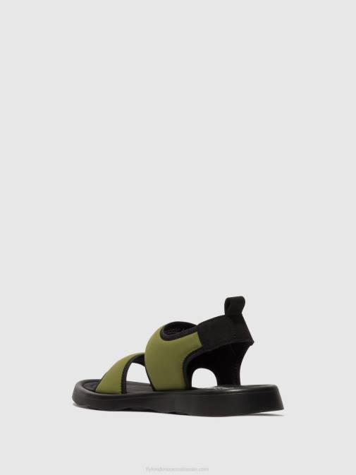 OLIVE/BLACK XX0D451 Sling-Back Sandals TREQ930 Fly London Women