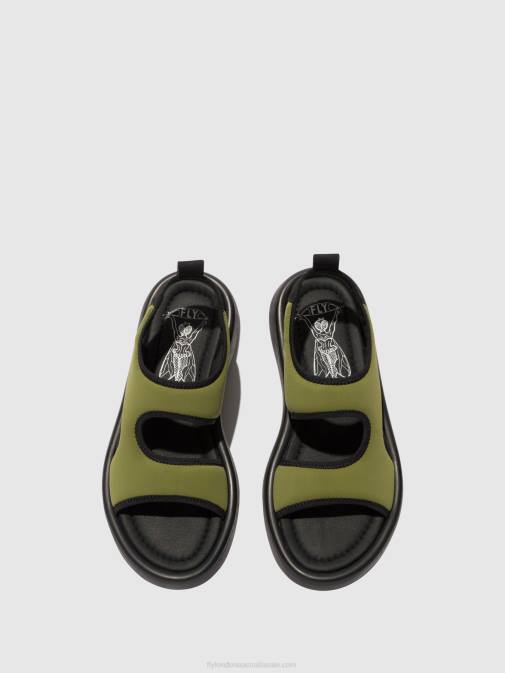 OLIVE/BLACK XX0D451 Sling-Back Sandals TREQ930 Fly London Women