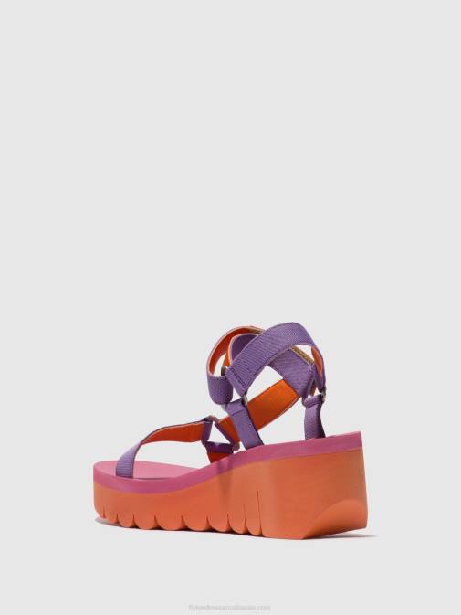 ORANGE/VIOLET (ROSE) XX0D396 Velcro Sandals YEFA726 Fly London Women