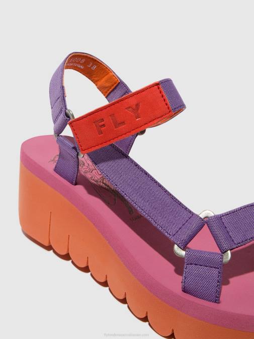 ORANGE/VIOLET (ROSE) XX0D396 Velcro Sandals YEFA726 Fly London Women
