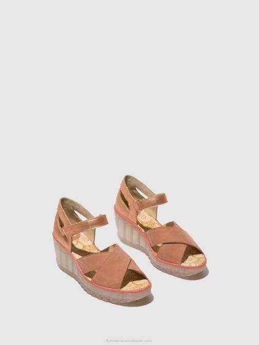 PINK/BLUSH GOLD XX0D504 Ankle Strap Sandals YENT365 Fly London Women