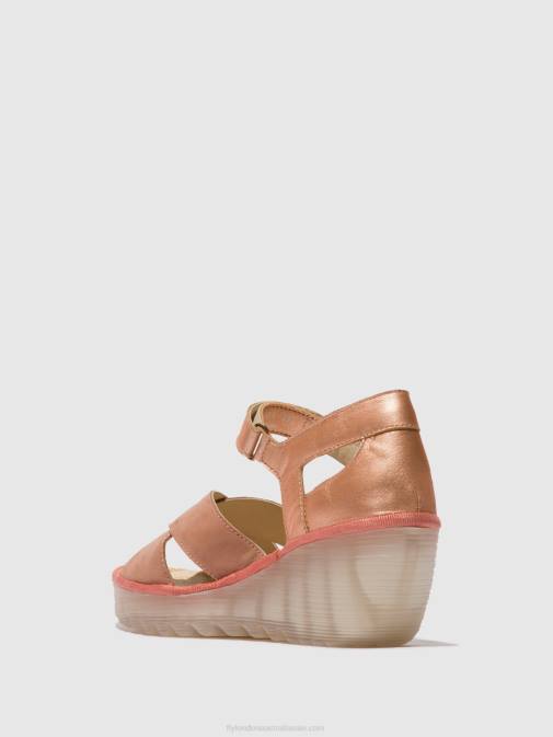 PINK/BLUSH GOLD XX0D504 Ankle Strap Sandals YENT365 Fly London Women